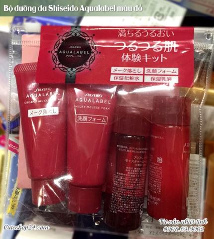 Bộ dưỡng da Shiseido Aqualabel màu đỏ