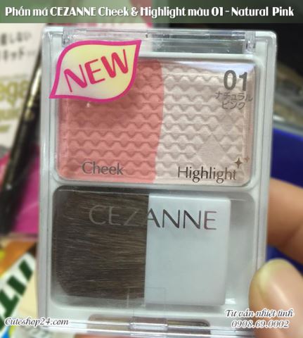 Phấn má CEZANNE Cheek & Highlight màu 01 - Natural Pink