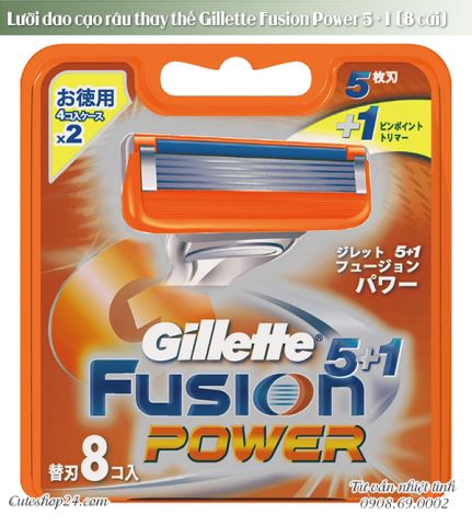 Lưỡi dao cạo râu thay thế Gillette Fusion Power 5 + 1 (8 cái)