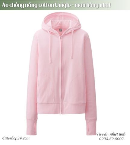 Áo chống nắng cotton Uniqlo - màu hồng nhạt (size SML)
