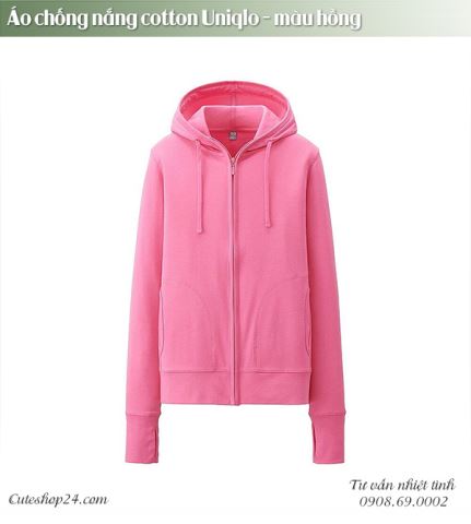 Áo chống nắng cotton Uniqlo - màu hồng (size M. L)